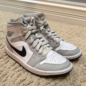 Air Jordan 1 Gray and White High-Top Sneakers